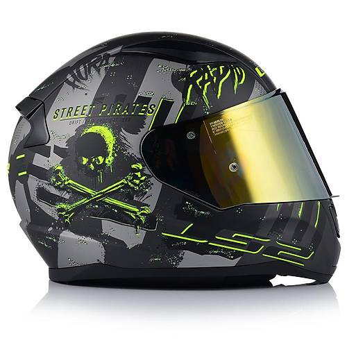LS2 Rap�d 2 P�rates T�tan�um Full Face Motosiklet Kask� Gold Caml�