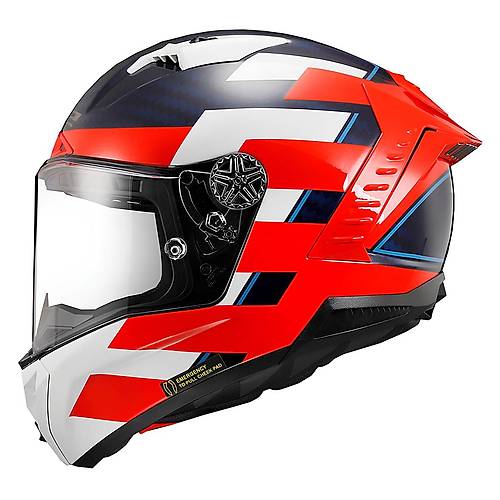 LS2 Thunder Karbon Alliance K�rm�z�-Mavi-Beyaz Full Face Motosiklet Kask�