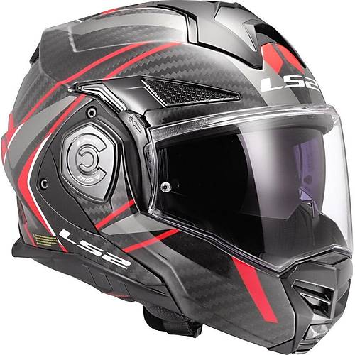 LS2 Advant X Karbon Future II �enesi Arka A��lan Kask (K�rm�z�-Siyah)