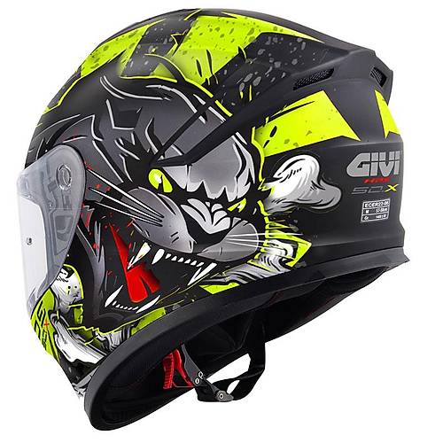 Givi 50.X W�ld Mat Siyah-Neon Sar� Kapal� Motosiklet Kask�