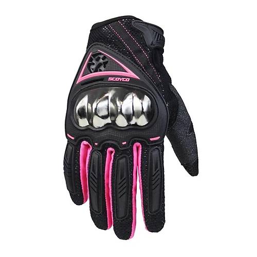 Scoyco MC44W Yazlk Korumal Kadn Eldiven (Siyah-Pembe