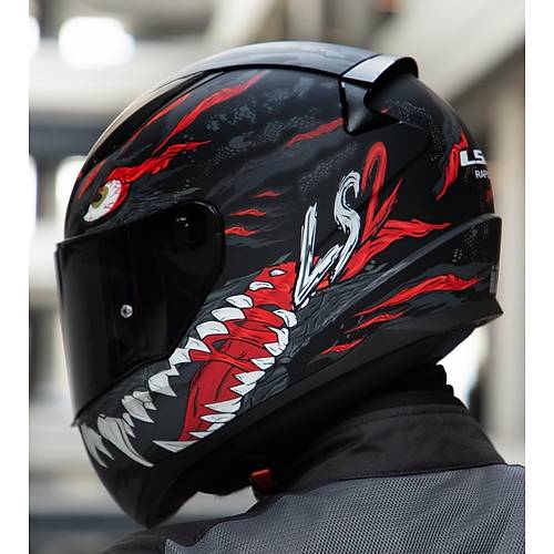 LS2 Rapd 2 Kaju Kapal Motosiklet Kask Siyah Caml