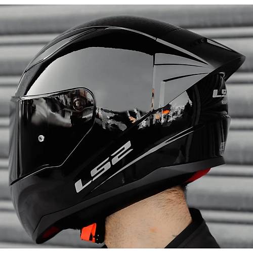 LS2 Rapd 2 Race Parlak Siyah Full Face Motosiklet Kask Siyah Caml
