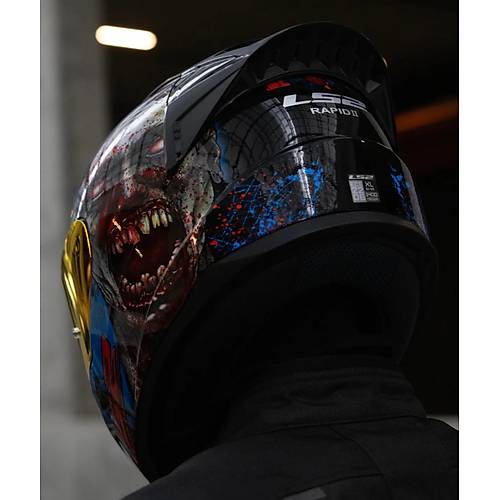 LS2 Rapd 2 Race Zombe Fullface Motosiklet Kask Krmz Caml