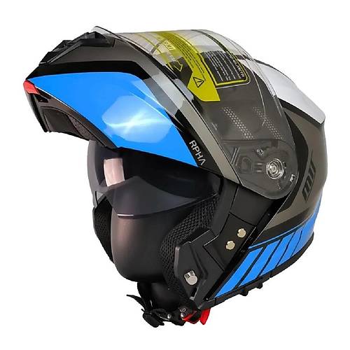 MTS 966 WX91 �ene A��l�r Siyah-Beyaz-Mavi Kask