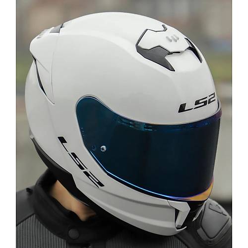 LS2 Stream 2 Beyaz Full Face Motosiklet Kask  Mavi Caml