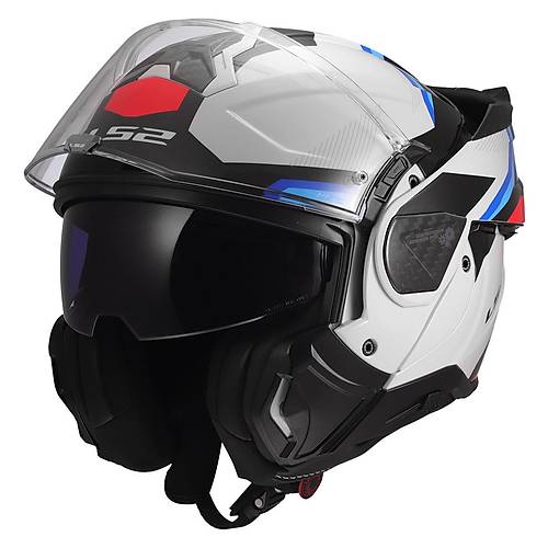 LS2 Advant 2 Tr�ple Beyaz-Mavi-K�rm�z�-Siyah �ene A��l�r Motosiklet Kask�
