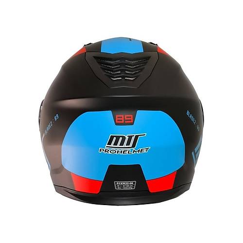 MTS 966 WX89 �ene A��l�r Mat Siyah-K�rm�z�-Mavi Kask