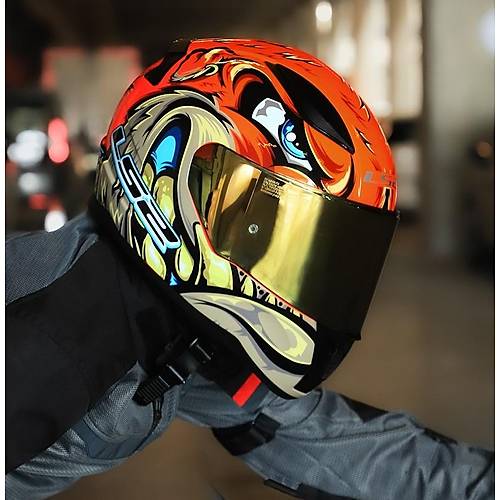 LS2 Rap�d 2 Spox K�rm�z�-Gri Full Face Motosiklet Kask� Gold Caml�