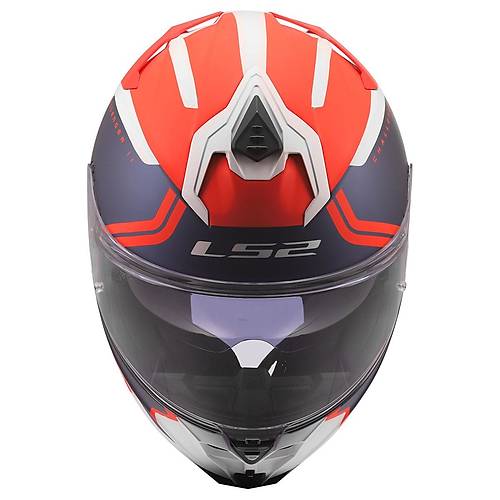 Ls2 Challenger 2 T�tan Mat Beyaz-Mavi-K�rm�z� Kapal� Motosiklet Kask�