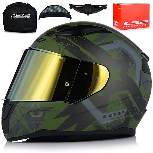LS2 RAPID 2 THUNDER BIRDS MAT YEL MOTOSKLET KASKI GOLD CAMLI