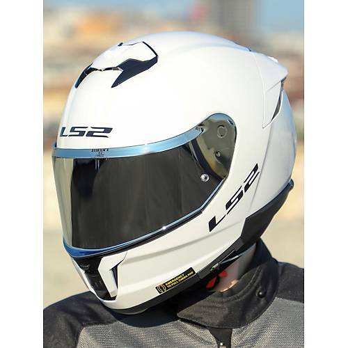 LS2 Stream 2 Beyaz Full Face Motosiklet Kask Gri Caml