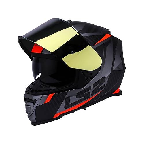 LS2 Storm 2 Racer Turuncu Kapal Motosiklet Kask Gold Caml