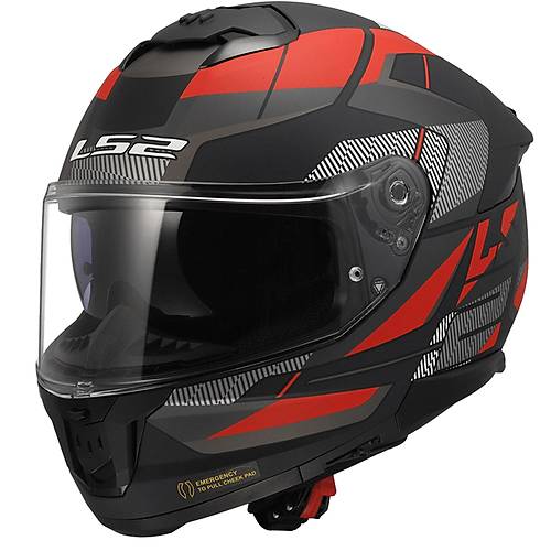 LS2 Stream 2 Road Mat Siyah-T�tan�um-K�rm�z� Fullface Motosiklet Kask�