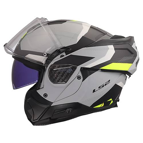 LS2 Advant 2 Tr�ple Mat Gri- Siyah-Neon Sar� �ene A��l�r Motosiklet Kask�