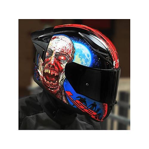 LS2 Rapd 2 Race Zombe Fullface Motosiklet Kask Siyah Caml