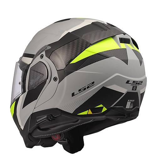 LS2 Advant 2 Tr�ple Mat Gri- Siyah-Neon Sar� �ene A��l�r Motosiklet Kask�