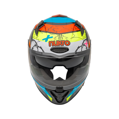 Nukro B-506 Kong Siyah-K�rm�z�-Sar� G�ne� Viz�rl� Kapal� Motosiklet Kask�