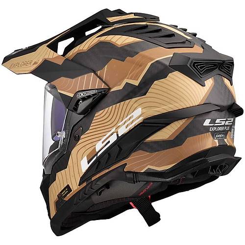 LS2 Explorer C Karbon Tr�ck Mat Kahve-Kum Kask