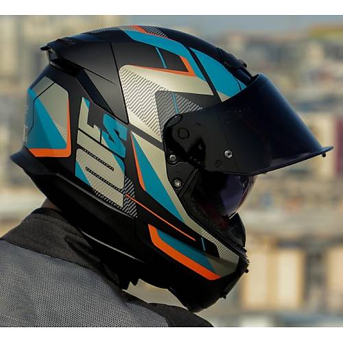 LS2 Stream 2 Road Mat Siyah-Gri Kapal� Motosiklet Kask�  Siyah Caml�