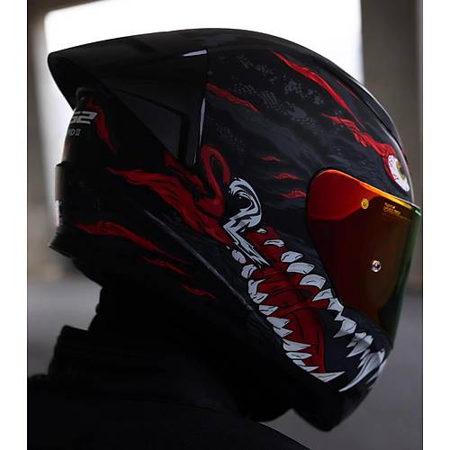 LS2 Rapd 2 Race Kaju Fullface Motosiklet Kask Krmz Caml