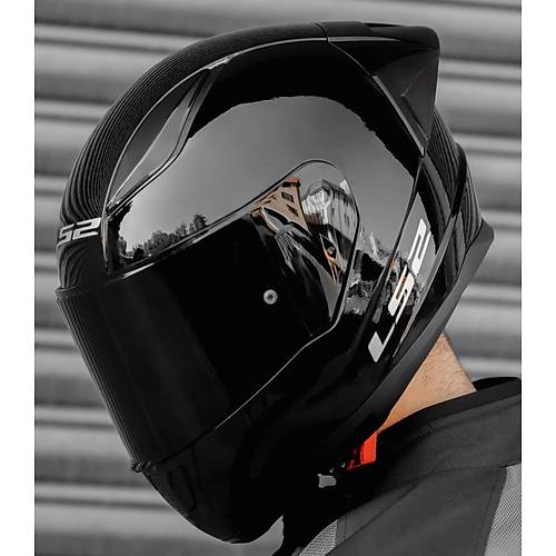 LS2 Rapd 2 Race Parlak Siyah Full Face Motosiklet Kask Siyah Caml