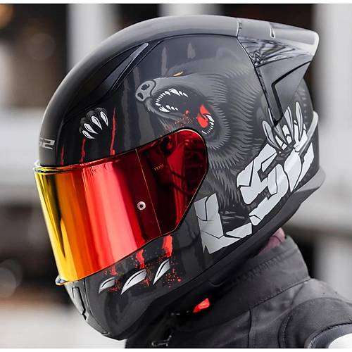 LS2 RAPID 2 RACE CLAWN KAPALI MOTOSKLET KASKI KIRMIZI CAMLI