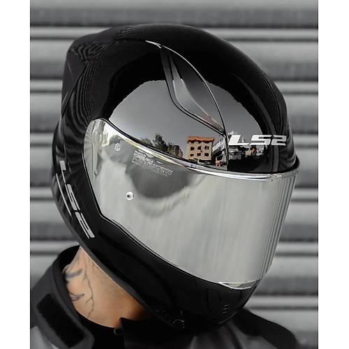 LS2 Rapd 2 Race Parlak Siyah Full Face Motosiklet Kask Gri Caml
