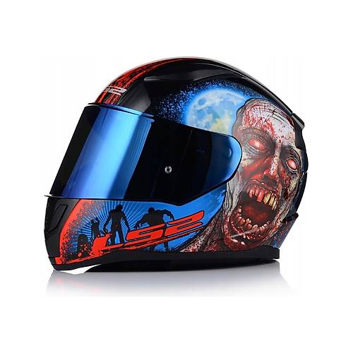 LS2 Rapd 2 Zombe Fullface Motosiklet Kask Mavi Caml