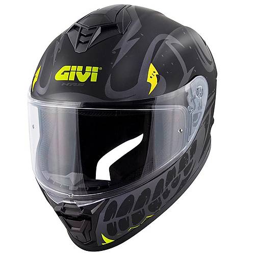 Givi  50.x Bones Mat Siyah-Neon Sar� Kapal� Motosiklet Kask�