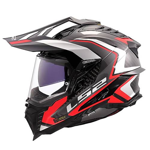 LS2 Explorer C Karbon Fronter II Krmz Kask