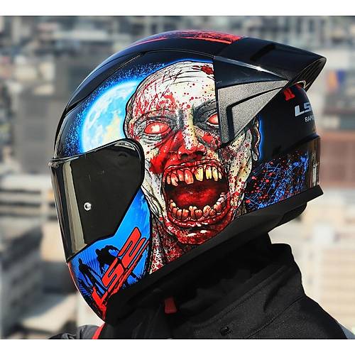 LS2 Rapd 2 Race Zombe Fullface Motosiklet Kask Gri Caml