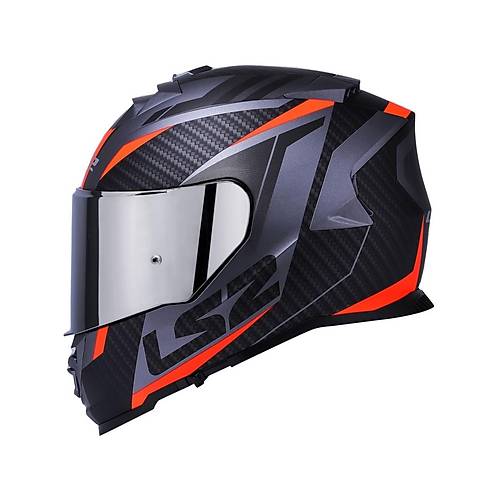 LS2 Storm 2 Racer Turuncu Kapal Motosiklet Kask Gri Caml
