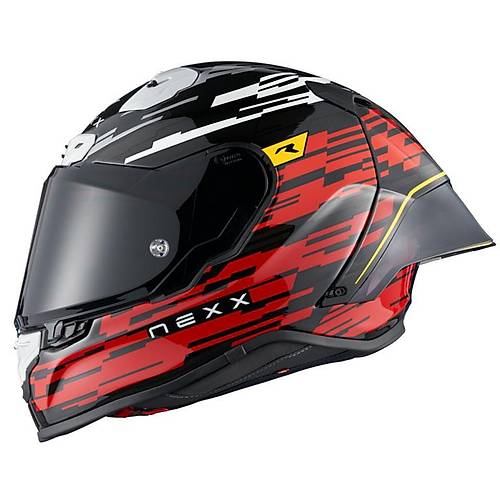 Nexx X.R3R Gl�tch Racer Karbon K�rm�z�-Beyaz Kapal� Motosiklet Kask�