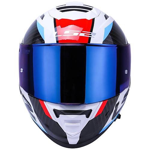 LS2 Storm 2 Racer Beyaz Kapal Motosiklet Kask Mavi Caml
