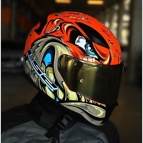 LS2 Rap�d 2 Spox K�rm�z�-Gri Full Face Motosiklet Kask� Gold Caml�