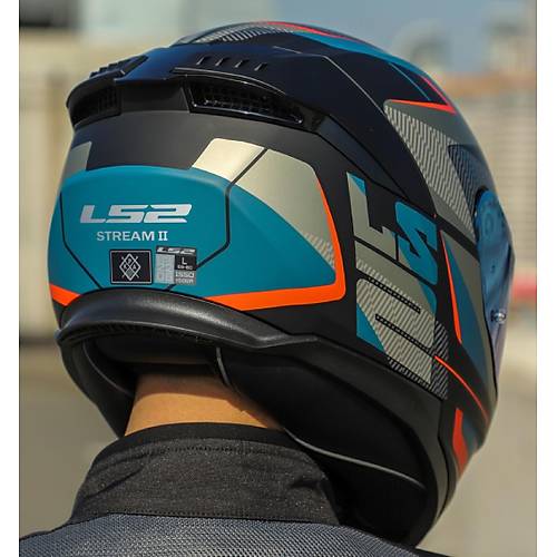 LS2 Stream 2 Road Mat Siyah-Gri Kapal� Motosiklet Kask� Mavi Caml�