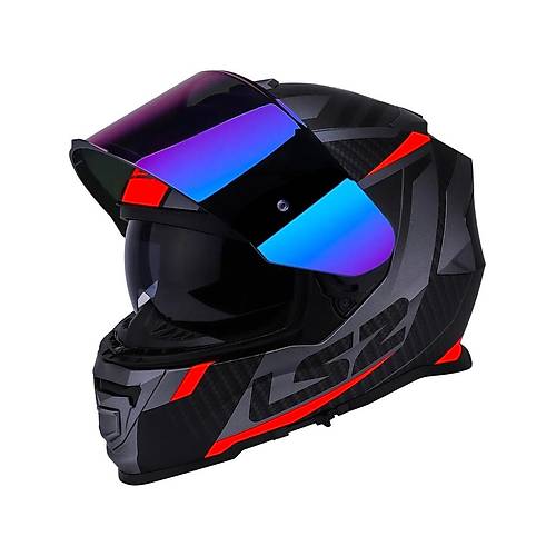 LS2 Storm 2 Racer Turuncu Kapal Motosiklet Kask Gkkua Caml