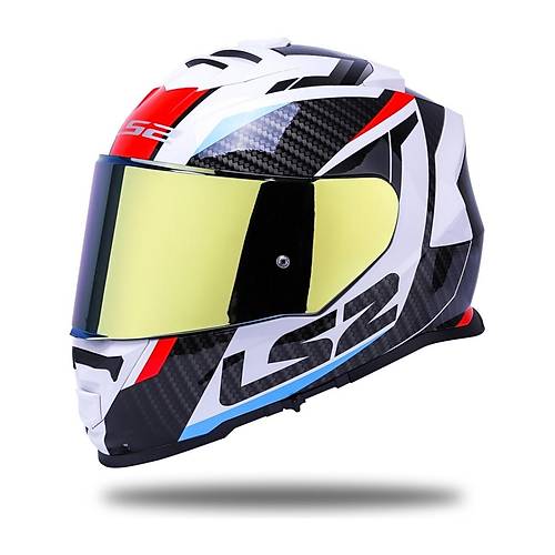 LS2 Storm 2 Racer Beyaz Kapal Motosiklet Kask Gold Caml