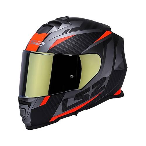 LS2 Storm 2 Racer Turuncu Kapal Motosiklet Kask Gold Caml