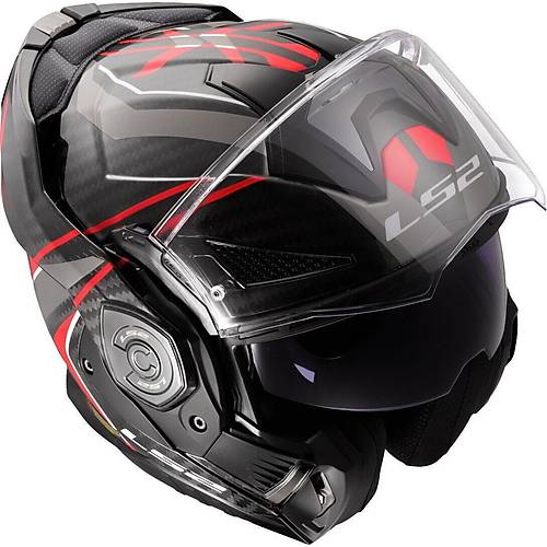 LS2 Advant X Karbon Future II �enesi Arka A��lan Kask (K�rm�z�-Siyah)