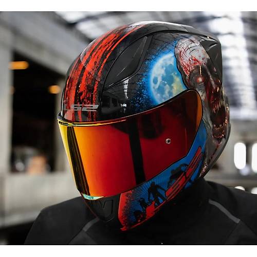 LS2 Rapd 2 Race Zombe Fullface Motosiklet Kask Krmz Caml