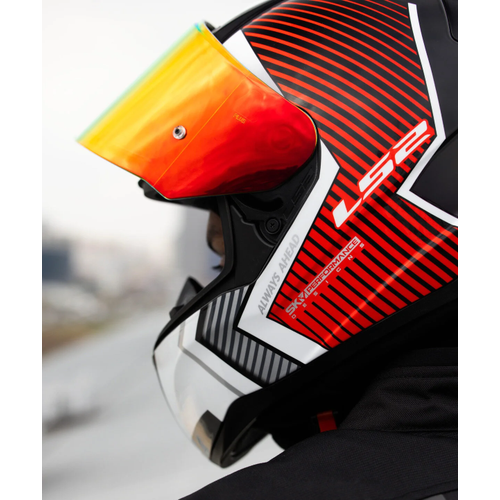 LS2 Rapid 2 Extra Beyaz-K�rm�z� Kapal� Motosiklet Kask� K�rm�z� Caml�