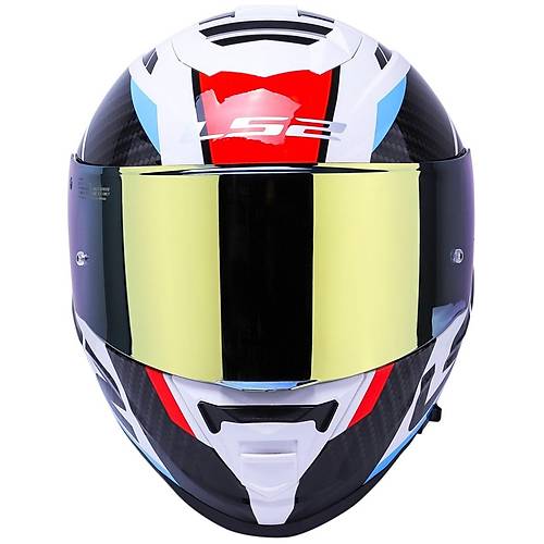 LS2 Storm 2 Racer Beyaz Kapal Motosiklet Kask Gold Caml