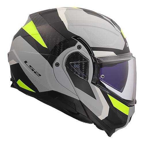 LS2 Advant 2 Tr�ple Mat Gri- Siyah-Neon Sar� �ene A��l�r Motosiklet Kask�