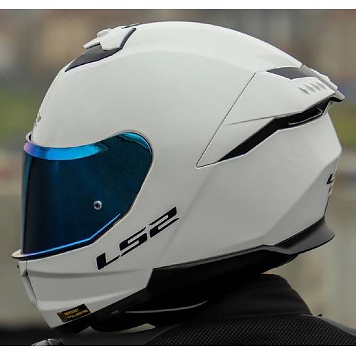 LS2 Stream 2 Beyaz Full Face Motosiklet Kask  Mavi Caml