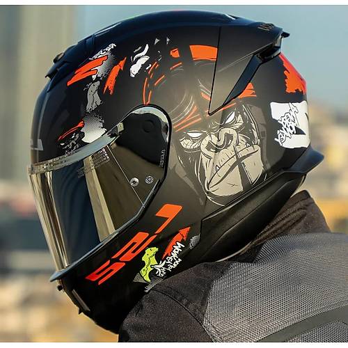 Ls2 Stream 2 Angry Monkey Kapal� Motosiklet Kask� Gri Caml�