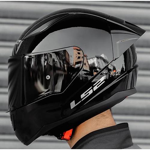 LS2 Rapd 2 Race Parlak Siyah Full Face Motosiklet Kask Siyah Caml