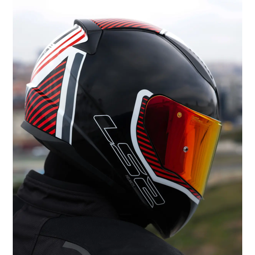 LS2 Rapid 2 Extra Beyaz-K�rm�z� Kapal� Motosiklet Kask� K�rm�z� Caml�