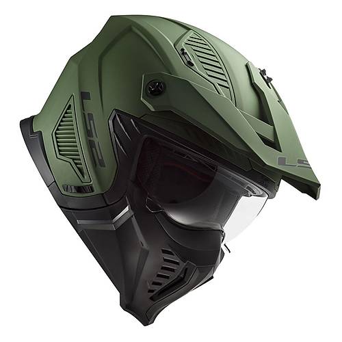 LS2 Dr�fter �ene ��kar�labilir Mod�ler Motosiklet Kask� Mat Ye�il